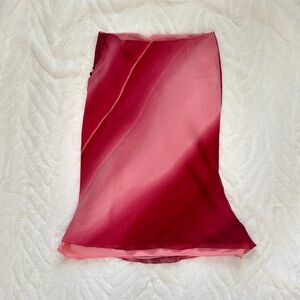 Anne Klein Pink to Burgundy Ombre Satin Slip Skirt